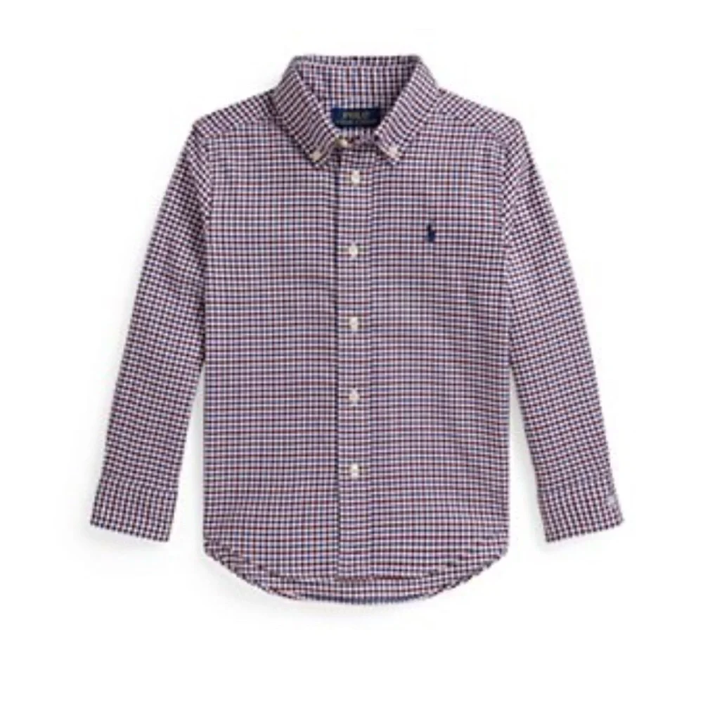 Polo Ralph Lauren boys' long-sleeve gingham button-down shirt. size 5